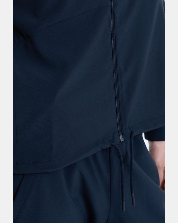 Women's UA Woven Full-Zip Jacket in Black image number 7